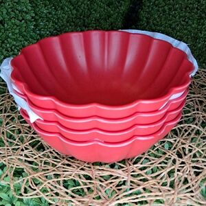 NWT 4Pack Red Melamine Bowls | Speckled Scalloped Cereal Bowls | Hobby Lobby